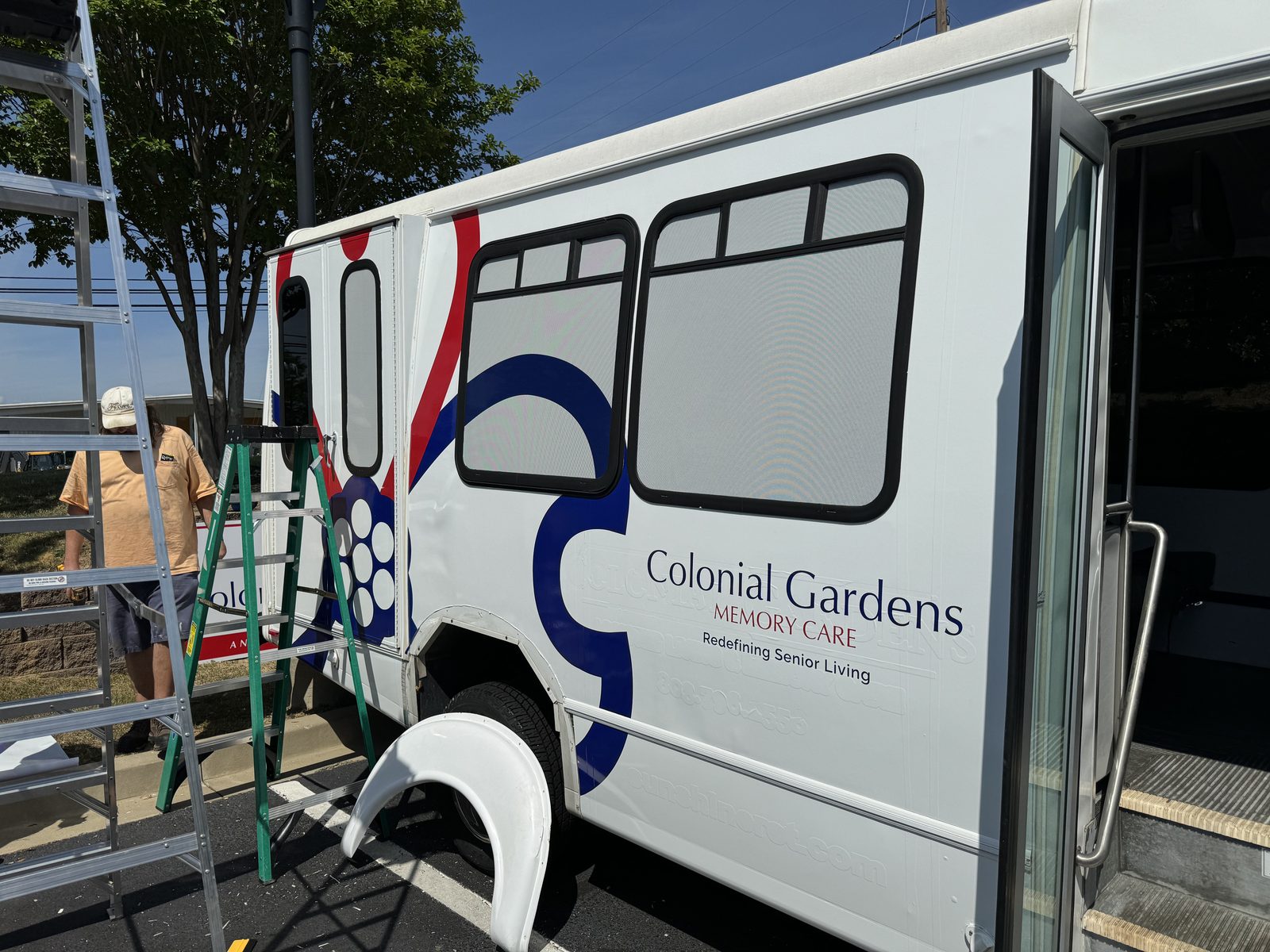 Colonial Gardens memory care shuttle bus wrap