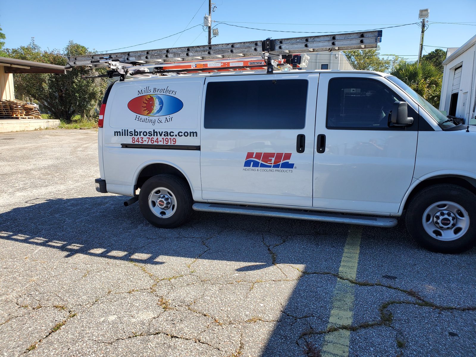 Mills Brothers Heating and Air branded service van